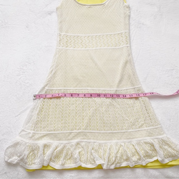 White Crocheted Lace Dress with Contrasting Slip - Picture 4 of 9